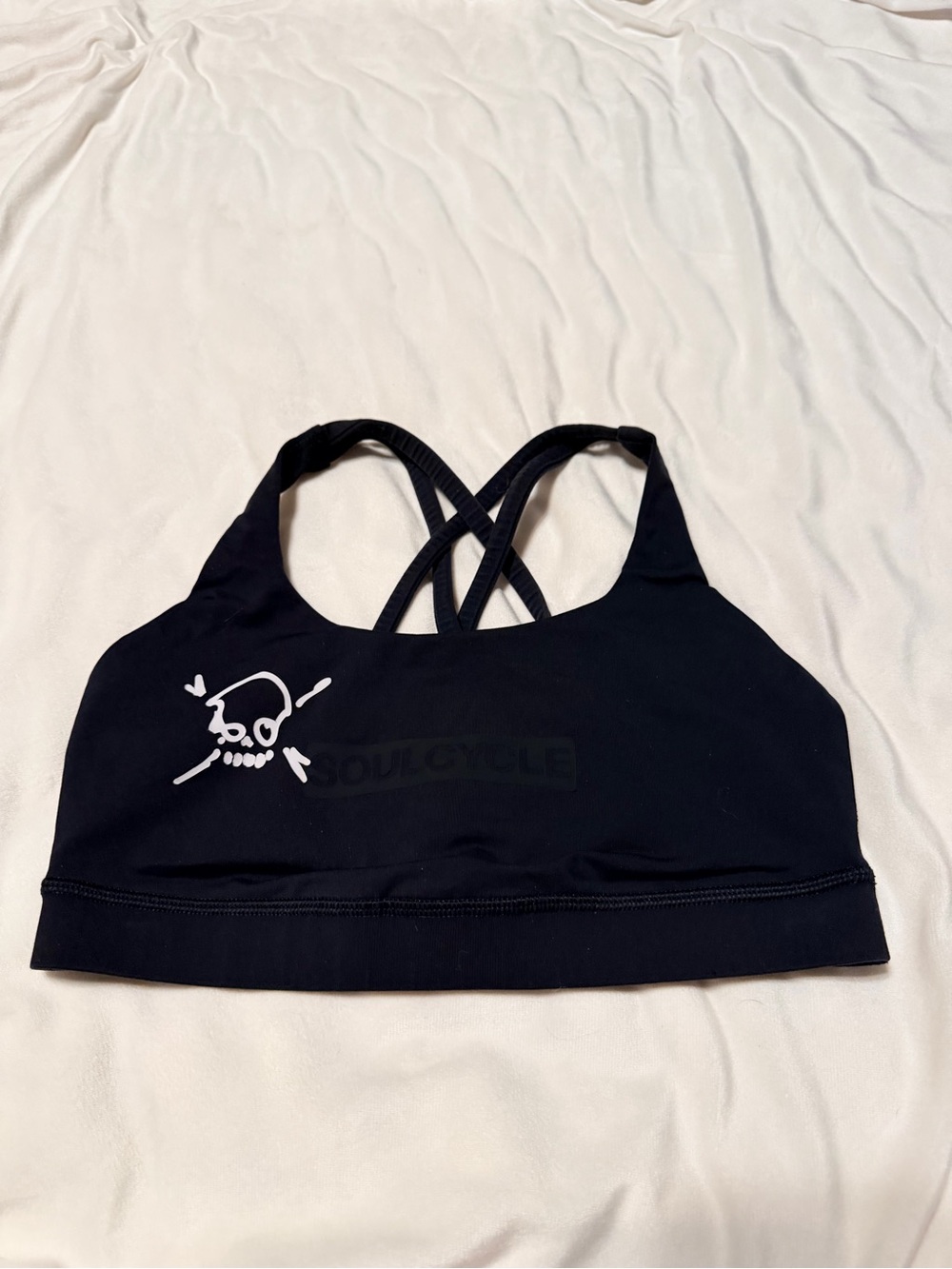 Lululemon x SoulCycle Black White Skull Sports Bra - Picture 1 of 5